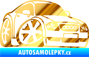 Samolepka Audi TT karikatura pravá chrom fólie zlatá zrcadlová