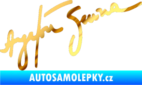 Samolepka Podpis Ayrton Senna chrom fólie zlatá zrcadlová