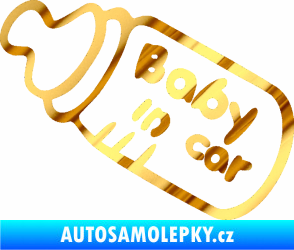 Samolepka Baby in car 001 lahvička na mlíčko chrom fólie zlatá zrcadlová