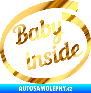 Samolepka Baby inside dítě v autě nápis chrom fólie zlatá zrcadlová