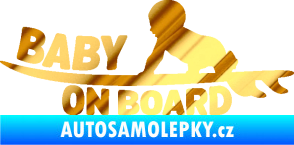 Samolepka Baby on board 010 levá surfing chrom fólie zlatá zrcadlová