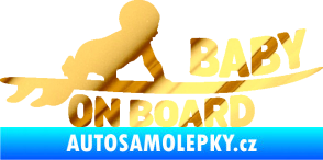 Samolepka Baby on board 010 pravá surfing chrom fólie zlatá zrcadlová