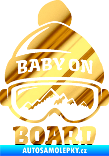 Samolepka Baby on board 012 levá na horách chrom fólie zlatá zrcadlová