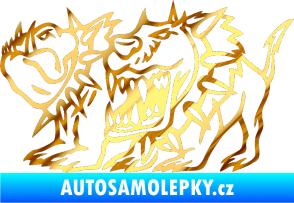 Samolepka Bad dogs levá zuřiví psi chrom fólie zlatá zrcadlová