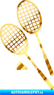 Samolepka Badminton rakety levá chrom fólie zlatá zrcadlová