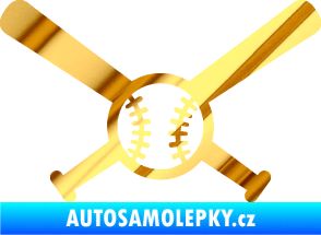 Samolepka Baseball míček a pálky chrom fólie zlatá zrcadlová
