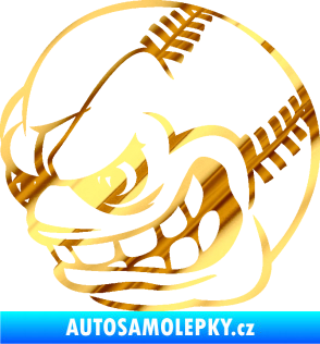 Samolepka Baseballový míček 001 levá s obličejem chrom fólie zlatá zrcadlová