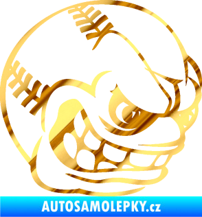 Samolepka Baseballový míček 001 pravá s obličejem chrom fólie zlatá zrcadlová