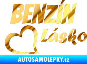 Samolepka Benzín Lásko chrom fólie zlatá zrcadlová