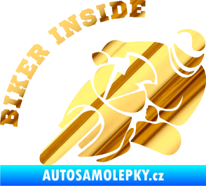 Samolepka Biker inside 002 pravá motorkář chrom fólie zlatá zrcadlová