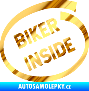 Samolepka Biker inside 005 nápis chrom fólie zlatá zrcadlová