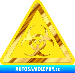 Samolepka Biohazard barevný trojúhelník chrom fólie zlatá zrcadlová