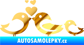 Samolepka Bird family 001 rodina v autě chrom fólie zlatá zrcadlová