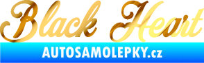 Samolepka Black Heart nápis chrom fólie zlatá zrcadlová