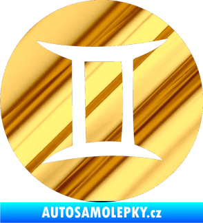 Samolepka Blíženci 001 - horoskop chrom fólie zlatá zrcadlová