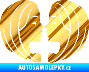Samolepka Blíženci 002  chrom fólie zlatá zrcadlová