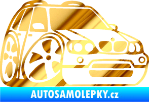 Samolepka BMW X5 karikatura pravá chrom fólie zlatá zrcadlová