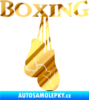 Samolepka Boxing nápis s rukavicemi chrom fólie zlatá zrcadlová