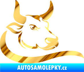 Samolepka Býk 008 pravá chrom fólie zlatá zrcadlová