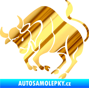 Samolepka Býk zvěrokruh 004 levá chrom fólie zlatá zrcadlová