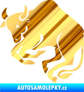 Samolepka Býk zvěrokruh 005 levá chrom fólie zlatá zrcadlová