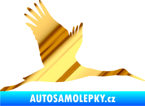 Samolepka Čáp 002 pravá chrom fólie zlatá zrcadlová