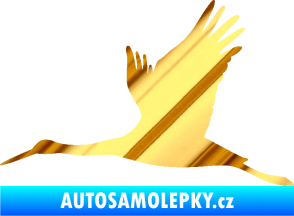 Samolepka Čáp 002 levá chrom fólie zlatá zrcadlová