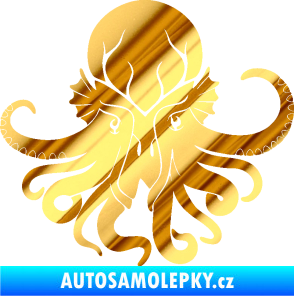 Samolepka Chobotnice 002 pravá chrom fólie zlatá zrcadlová