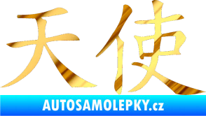 Samolepka Čínský znak Angel chrom fólie zlatá zrcadlová