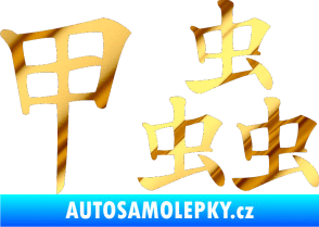 Samolepka Čínský znak Beetle chrom fólie zlatá zrcadlová