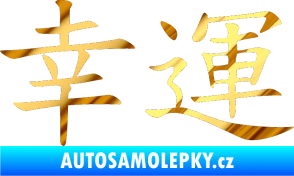 Samolepka Čínský znak Lucky chrom fólie zlatá zrcadlová