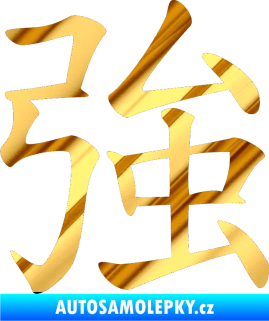 Samolepka Čínský znak Strong chrom fólie zlatá zrcadlová