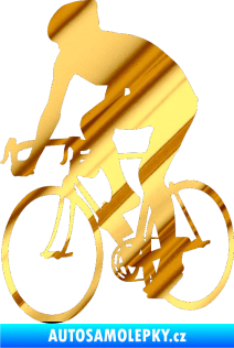 Samolepka Cyklista 001 levá chrom fólie zlatá zrcadlová