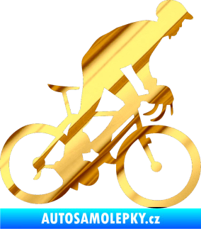 Samolepka Cyklista 003 pravá chrom fólie zlatá zrcadlová