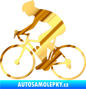 Samolepka Cyklista 005 levá chrom fólie zlatá zrcadlová