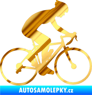 Samolepka Cyklista 005 pravá chrom fólie zlatá zrcadlová