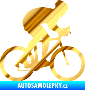 Samolepka Cyklista 008 pravá chrom fólie zlatá zrcadlová
