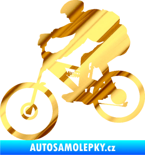 Samolepka Cyklista 009 levá horské kolo chrom fólie zlatá zrcadlová