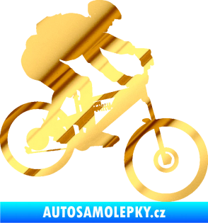 Samolepka Cyklista 009 pravá horské kolo chrom fólie zlatá zrcadlová