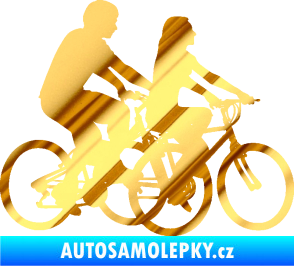 Samolepka Cyklisté 001 pravá pár chrom fólie zlatá zrcadlová