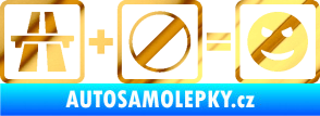 Samolepka Dálnice + konec omezení rychlosti = jízda chrom fólie zlatá zrcadlová