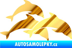 Samolepka Delfíni 001 pravá chrom fólie zlatá zrcadlová