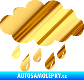 Samolepka Déšť 001 levá mrak a kapky chrom fólie zlatá zrcadlová