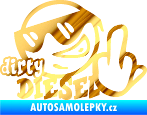 Samolepka Dirty diesel smajlík chrom fólie zlatá zrcadlová