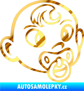 Samolepka Dítě v autě 004 pravá miminko s dudlíkem hlavička chrom fólie zlatá zrcadlová