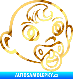 Samolepka Dítě v autě 005 pravá miminko s dudlíkem hlavička chrom fólie zlatá zrcadlová