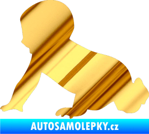 Samolepka Dítě v autě 025 levá miminko silueta chrom fólie zlatá zrcadlová