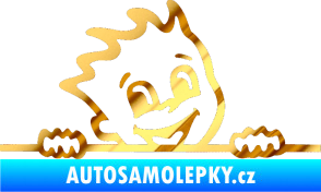 Samolepka Dítě v autě 029 pravá veselý kluk hlavička chrom fólie zlatá zrcadlová