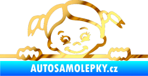 Samolepka Dítě v autě 030 pravá malá slečna hlavička chrom fólie zlatá zrcadlová