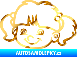 Samolepka Dítě v autě 035 levá holka hlavička chrom fólie zlatá zrcadlová